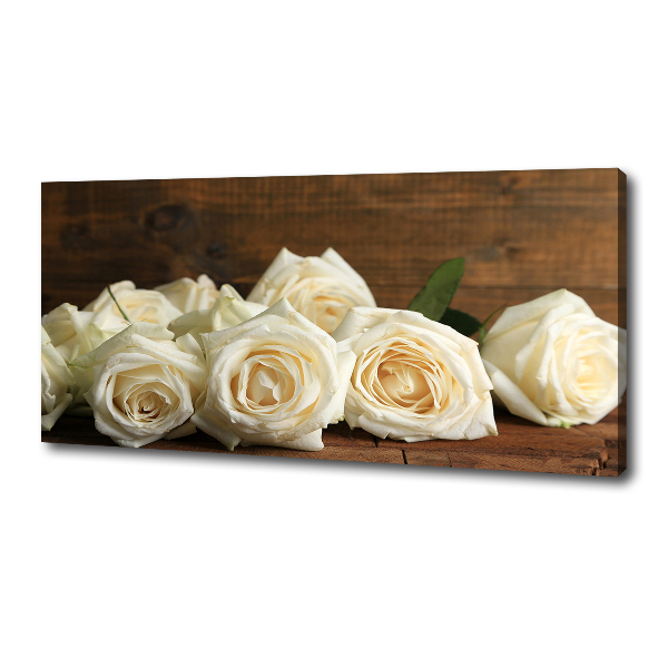 Cuadro canvas moderno de gran formato horizontal rosas blancas