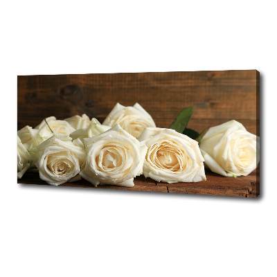 Cuadro canvas moderno de gran formato horizontal rosas blancas