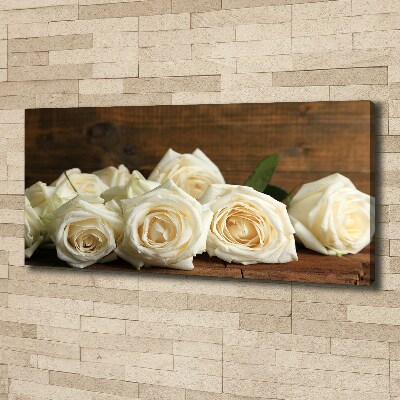 Cuadro canvas moderno de gran formato horizontal rosas blancas