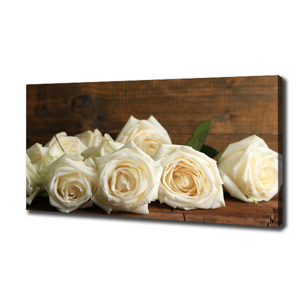 Cuadro canvas moderno de gran formato horizontal rosas blancas