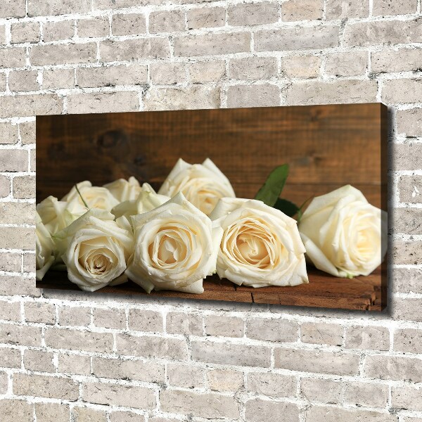 Cuadro canvas moderno de gran formato horizontal rosas blancas