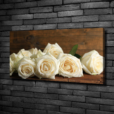 Cuadro canvas moderno de gran formato horizontal rosas blancas