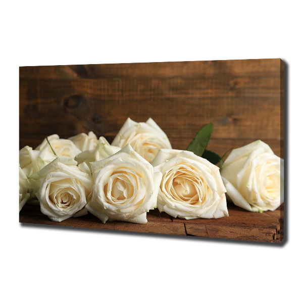 Cuadro canvas moderno de gran formato horizontal rosas blancas