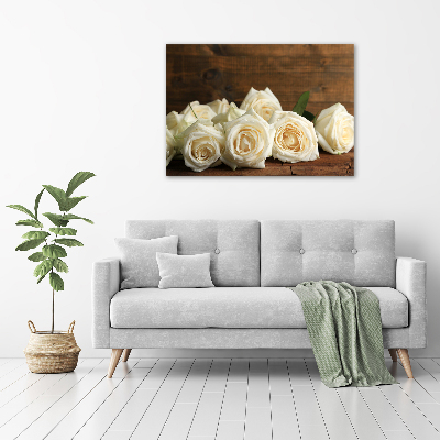 Cuadro canvas moderno de gran formato horizontal rosas blancas