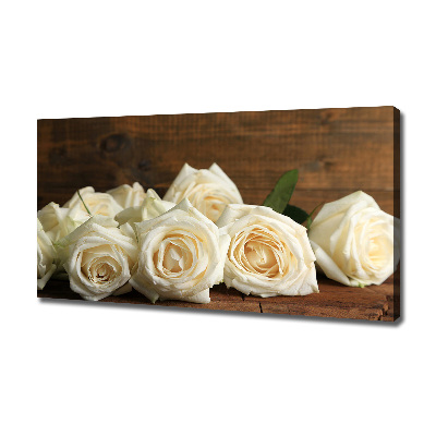 Cuadro canvas moderno de gran formato horizontal rosas blancas