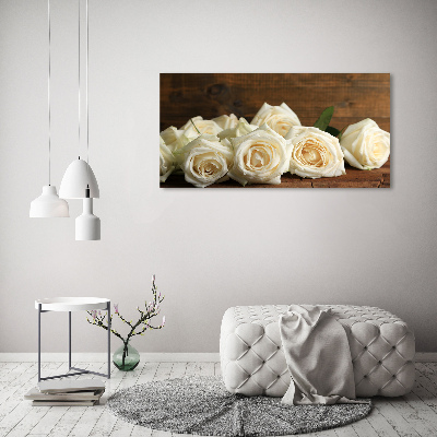 Cuadro canvas moderno de gran formato horizontal rosas blancas