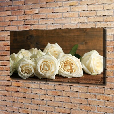 Cuadro canvas moderno de gran formato horizontal rosas blancas