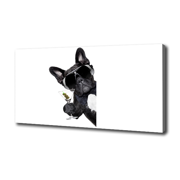 Cuadro canvas moderno de gran formato horizontal Perro Martini