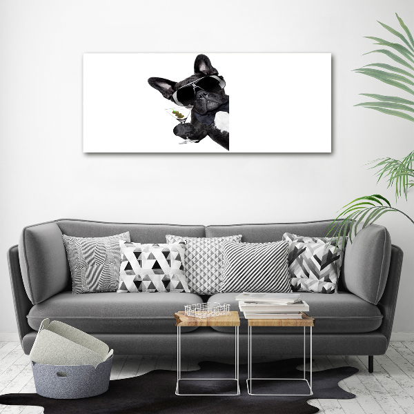 Cuadro canvas moderno de gran formato horizontal Perro Martini