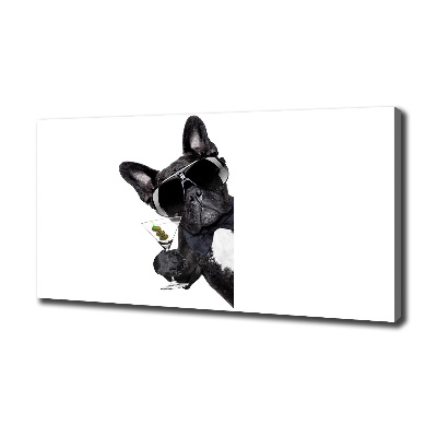 Cuadro canvas moderno de gran formato horizontal Perro Martini