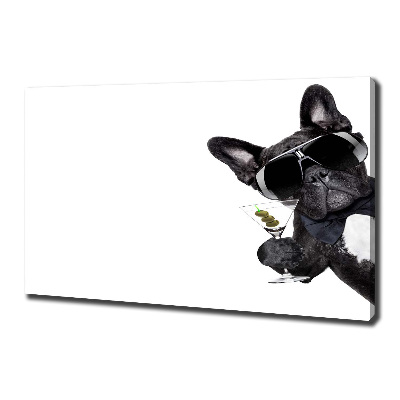 Cuadro canvas moderno de gran formato horizontal Perro Martini