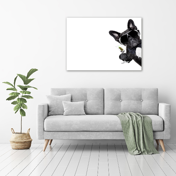 Cuadro canvas moderno de gran formato horizontal Perro Martini