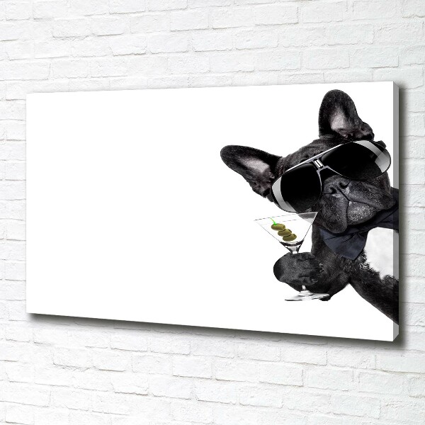 Cuadro canvas moderno de gran formato horizontal Perro Martini