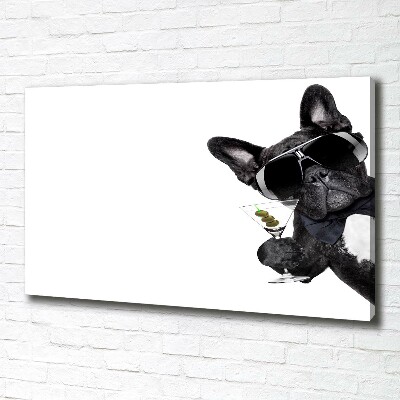 Cuadro canvas moderno de gran formato horizontal Perro Martini