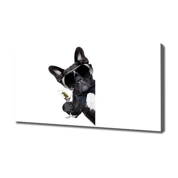 Cuadro canvas moderno de gran formato horizontal Perro Martini