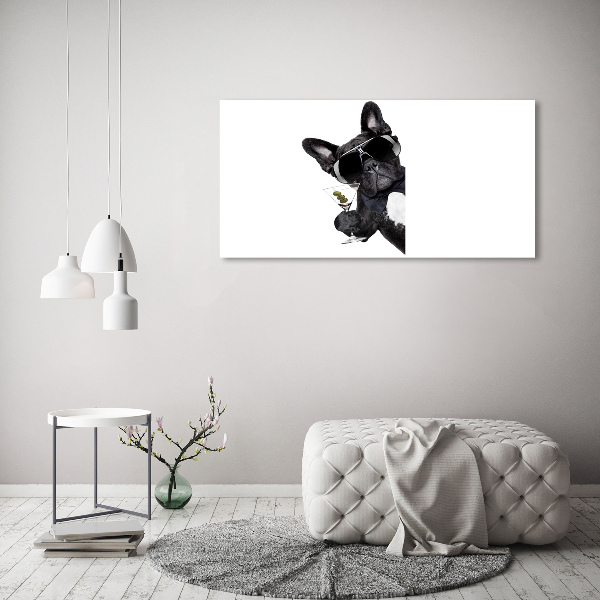 Cuadro canvas moderno de gran formato horizontal Perro Martini