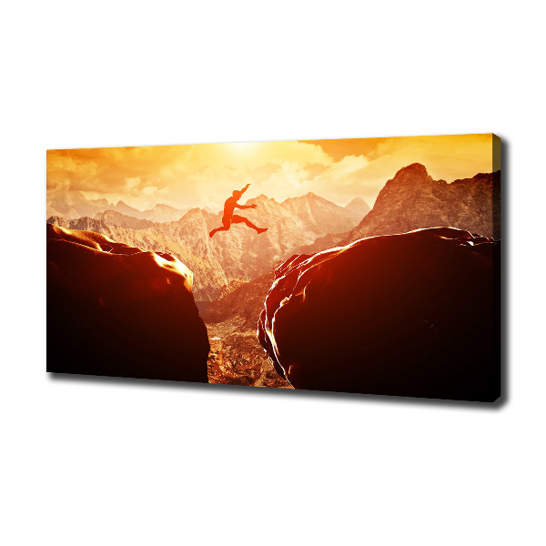 Cuadro canvas con impresión uv duradera horizontal Saltar sobre el abismo