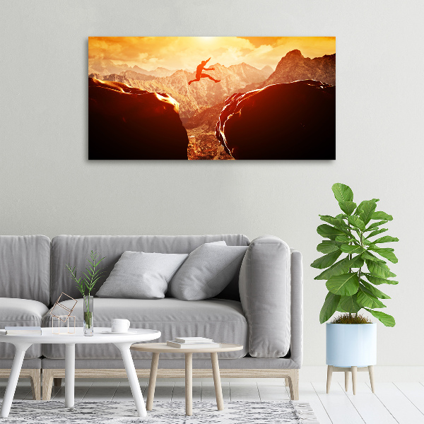 Cuadro canvas con impresión uv duradera horizontal Saltar sobre el abismo
