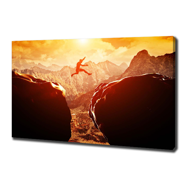 Cuadro canvas con impresión uv duradera horizontal Saltar sobre el abismo
