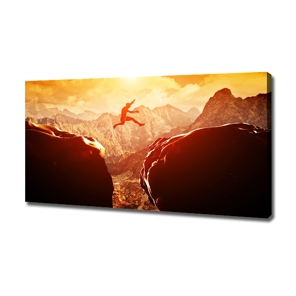 Cuadro canvas con impresión uv duradera horizontal Saltar sobre el abismo