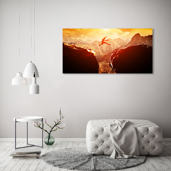Cuadro canvas con impresión uv duradera horizontal Saltar sobre el abismo