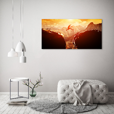 Cuadro canvas con impresión uv duradera horizontal Saltar sobre el abismo