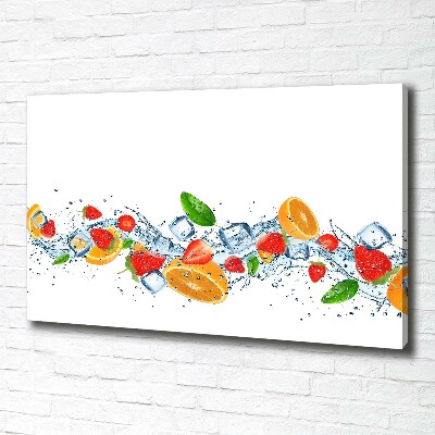 Fotocuadro en lienzo de alta calidad horizontal Fruta con hielo