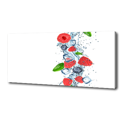 Cuadro canvas con impresión uv duradera horizontal Frutos del bosque con hielo
