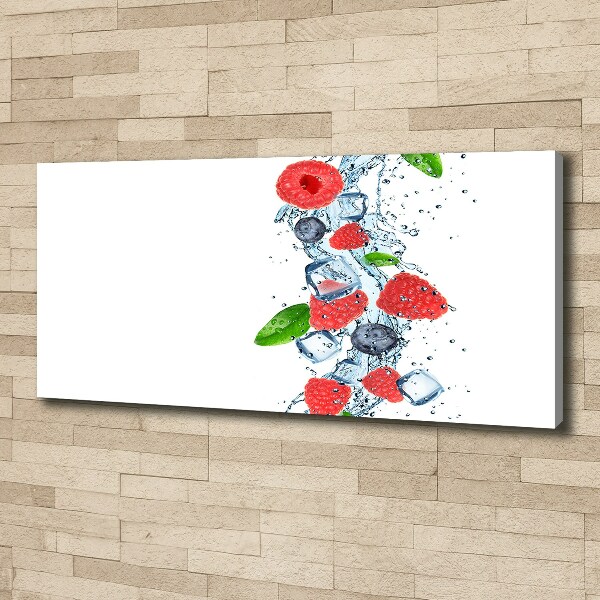 Cuadro canvas con impresión uv duradera horizontal Frutos del bosque con hielo
