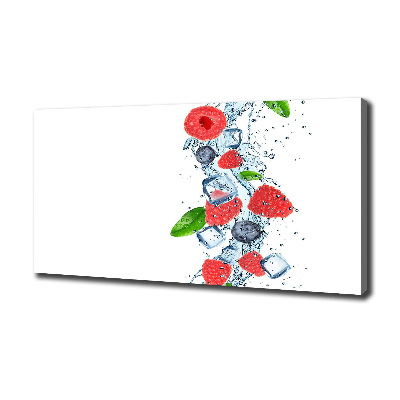 Cuadro canvas con impresión uv duradera horizontal Frutos del bosque con hielo