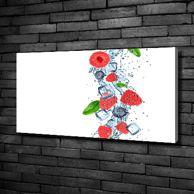 Cuadro canvas con impresión uv duradera horizontal Frutos del bosque con hielo