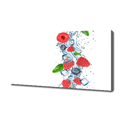 Cuadro canvas con impresión uv duradera horizontal Frutos del bosque con hielo