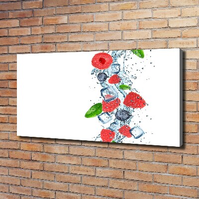 Cuadro canvas con impresión uv duradera horizontal Frutos del bosque con hielo