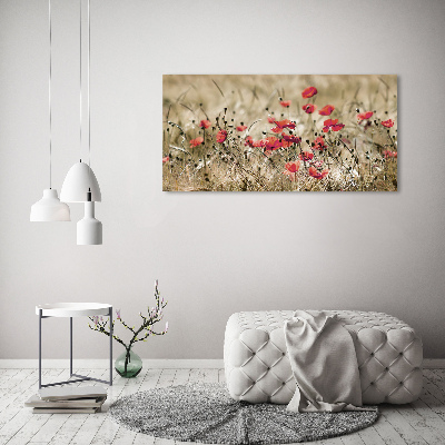 Cuadro canvas moderno de gran formato horizontal Amapolas