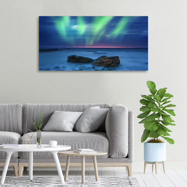 Cuadro canvas con impresión uv duradera horizontal Auroras boreales