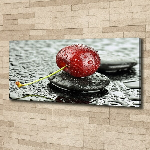 Fotocuadro en lienzo de alta calidad horizontal Cerezo bajo la lluvia