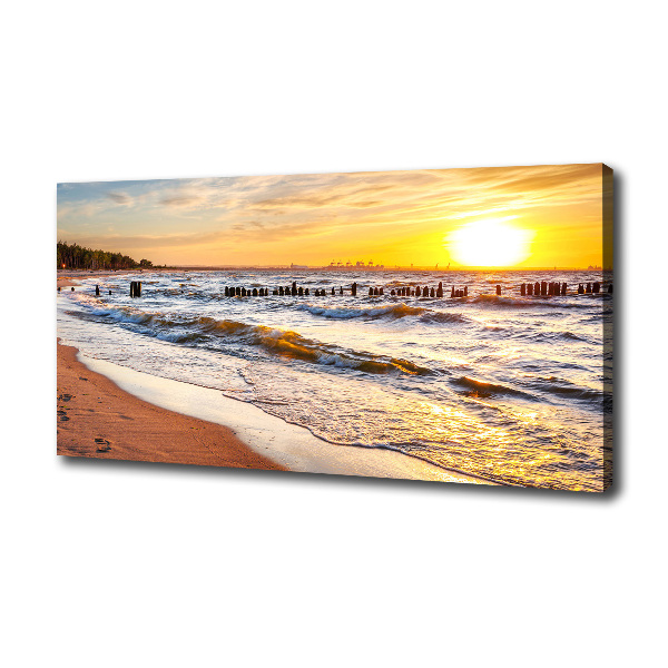 Cuadro canvas moderno de gran formato horizontal Playa al atardecer