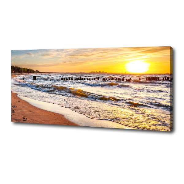Cuadro canvas moderno de gran formato horizontal Playa al atardecer