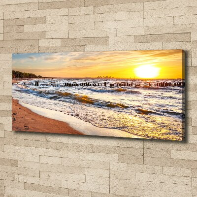 Cuadro canvas moderno de gran formato horizontal Playa al atardecer