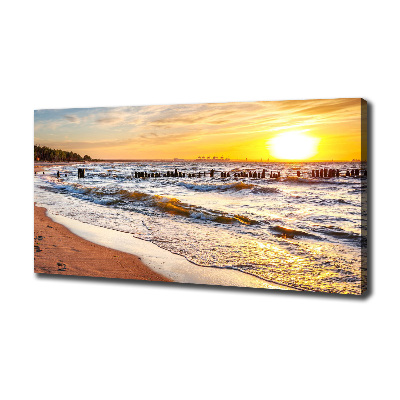 Cuadro canvas moderno de gran formato horizontal Playa al atardecer