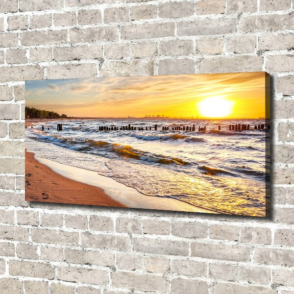 Cuadro canvas moderno de gran formato horizontal Playa al atardecer