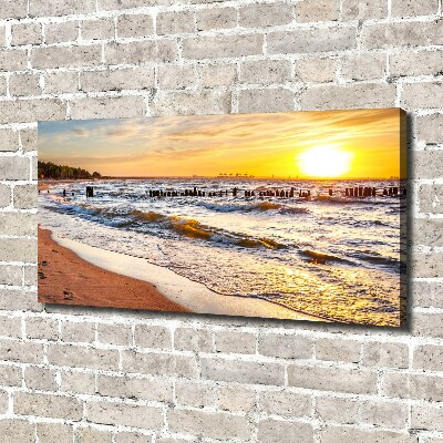 Cuadro canvas moderno de gran formato horizontal Playa al atardecer