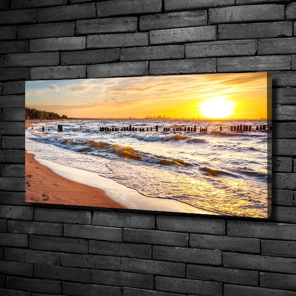 Cuadro canvas moderno de gran formato horizontal Playa al atardecer