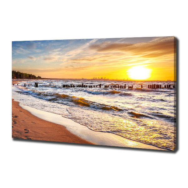 Cuadro canvas moderno de gran formato horizontal Playa al atardecer