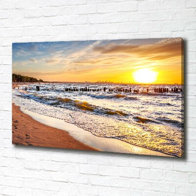 Cuadro canvas moderno de gran formato horizontal Playa al atardecer