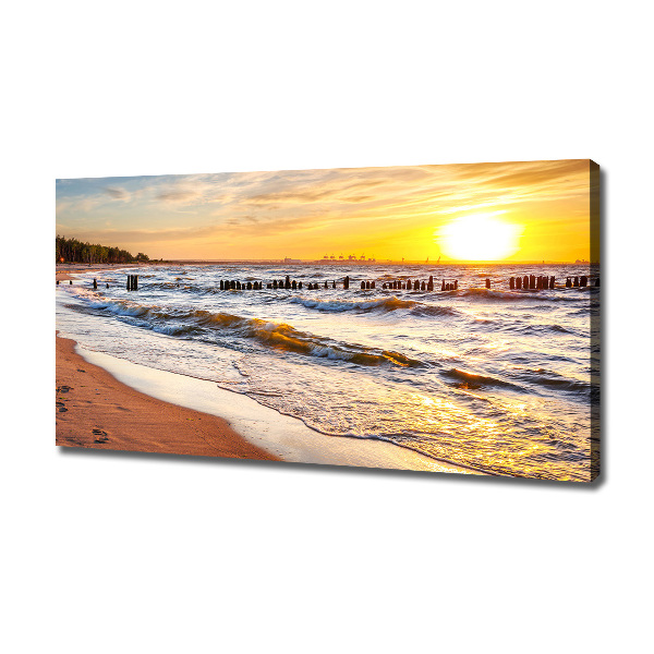 Cuadro canvas moderno de gran formato horizontal Playa al atardecer