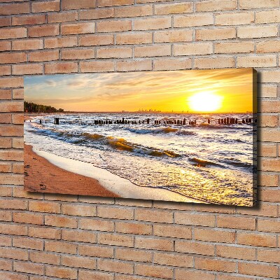 Cuadro canvas moderno de gran formato horizontal Playa al atardecer