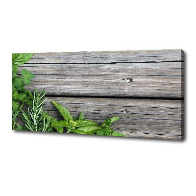 Fotocuadro en lienzo de alta calidad horizontal Fondo de hierbas de madera