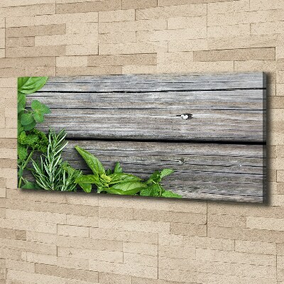 Fotocuadro en lienzo de alta calidad horizontal Fondo de hierbas de madera