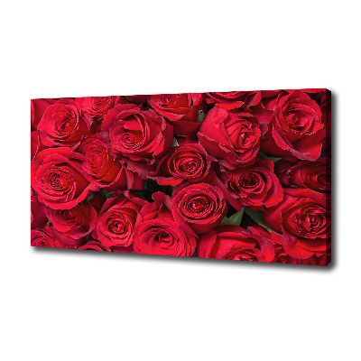 Cuadro canvas moderno de gran formato horizontal rosas rojas